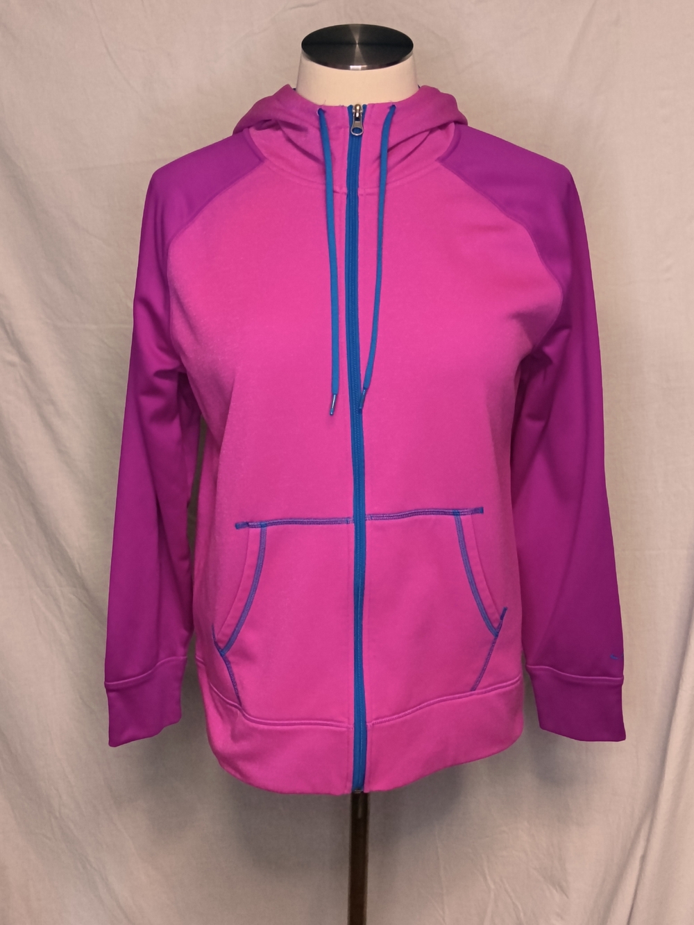 Champion Pink & Purple Full-Zip Hooded Utility Jacket with Blue Trim
